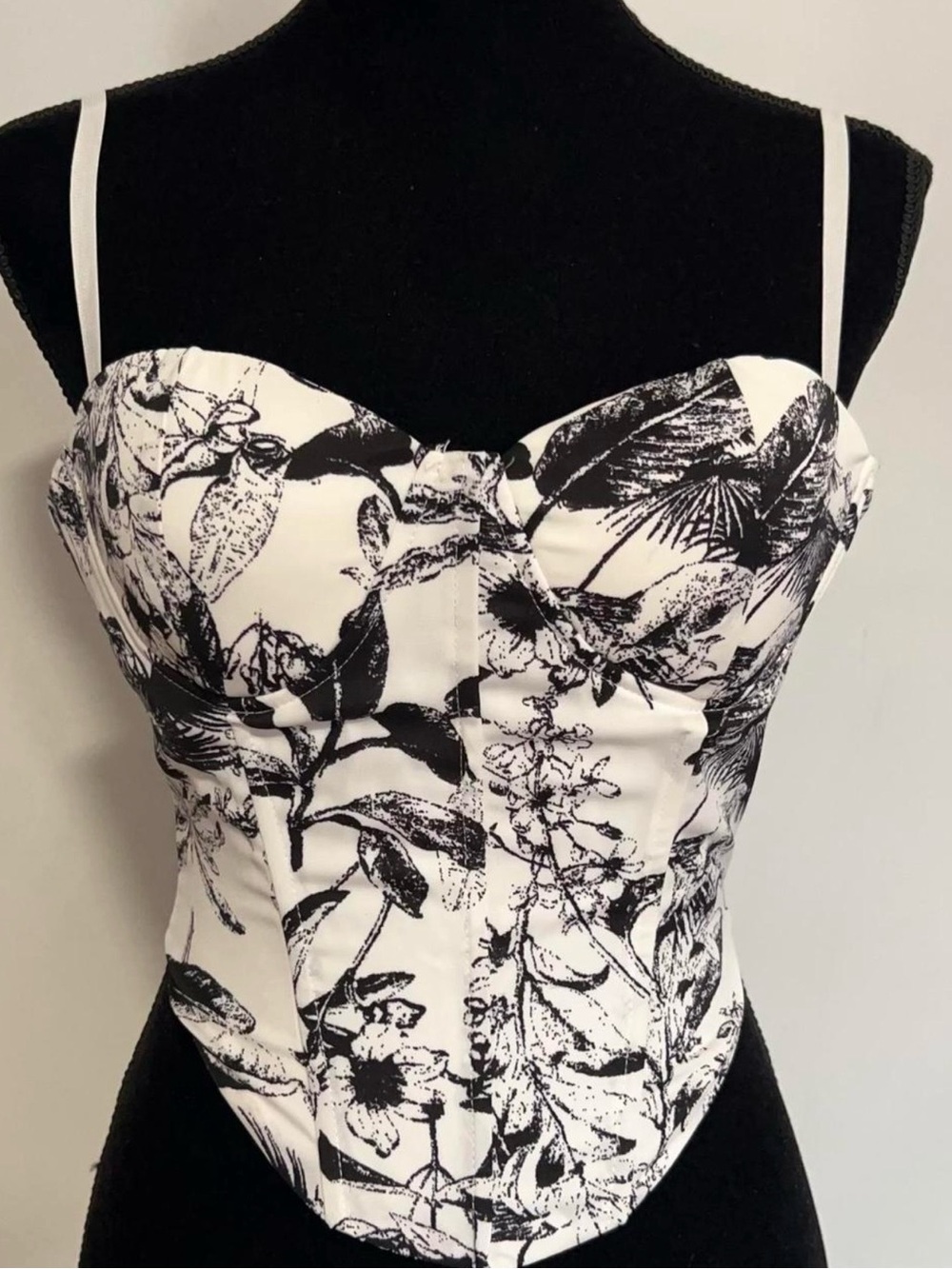 Black & White Floral Bustier Top - Women